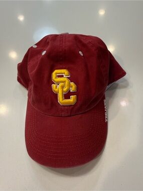 47 Brand USC Team Trojan Red Adjustable Baseball Hat One Size Embroidered.